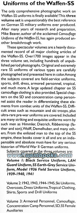 UNIFORMS OF THE WAFFEN-SS, Michael D. Beaver